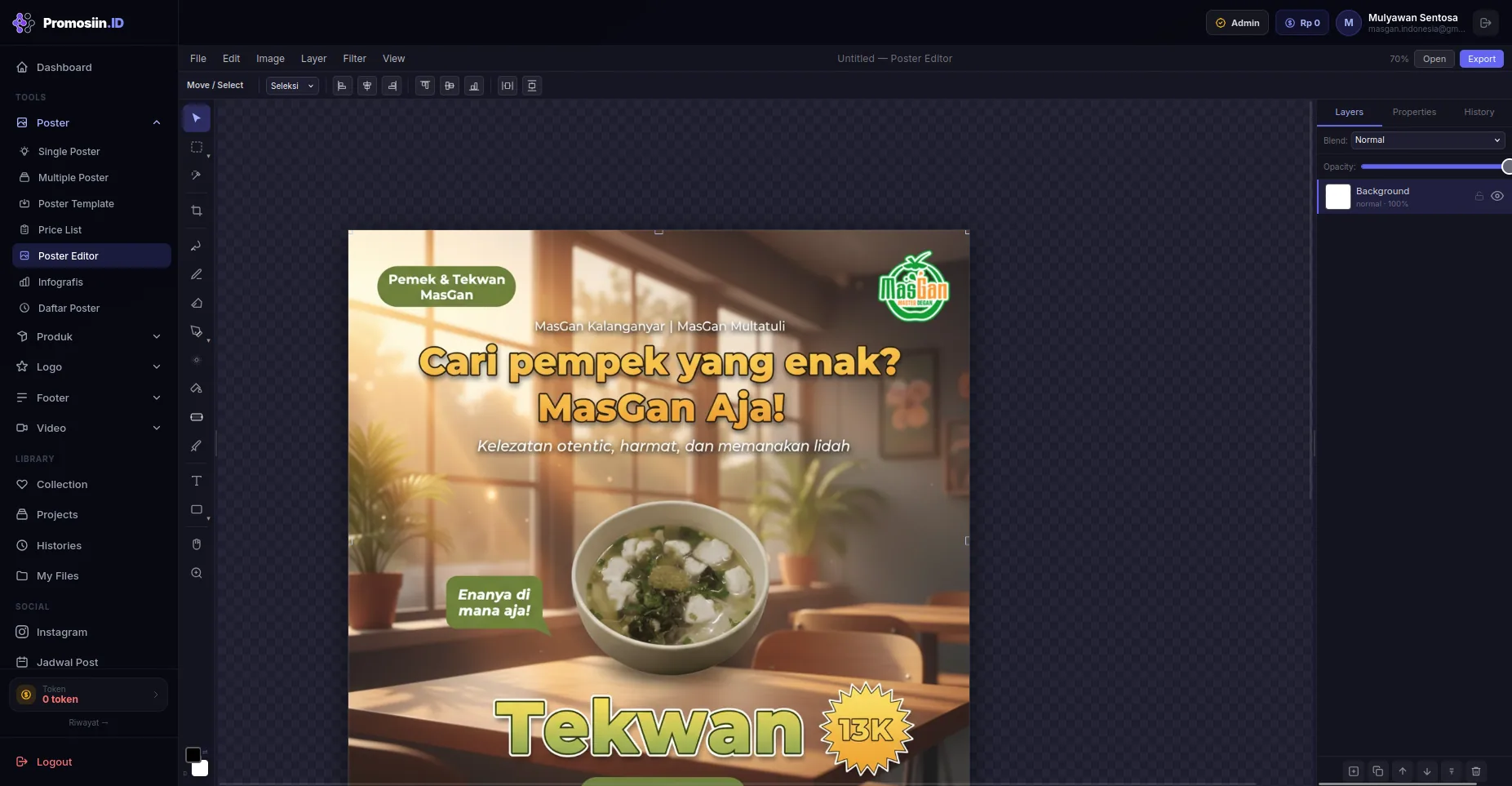 Tampilan Poster Editor Promosiin.ID